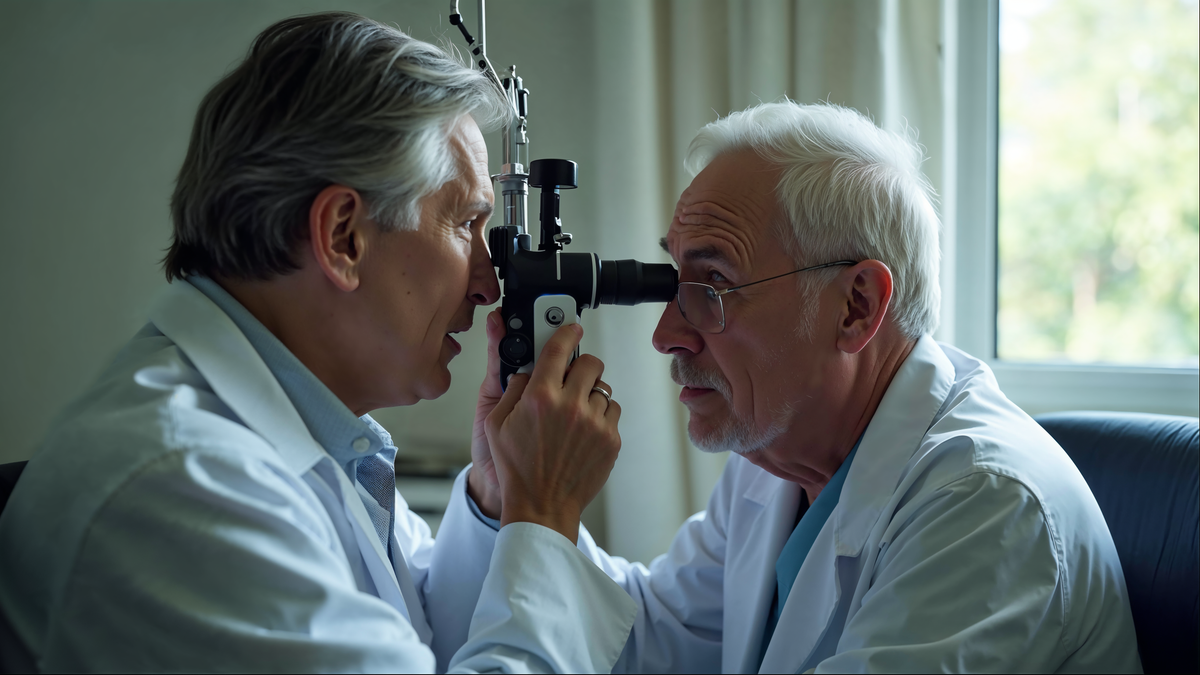 Exame oftalmoscopia profissional · triagem ocular preventiva 40+ · editorial C+Med Vision 360° Dr Marcus